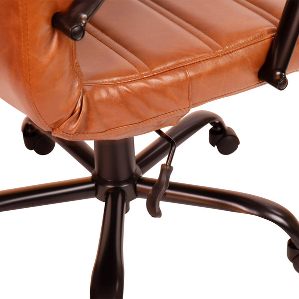 Brown LeatherSoft/Black Frame |#| High Back Brown LeatherSoft Executive Swivel Office Chair with Black Frame/Arms