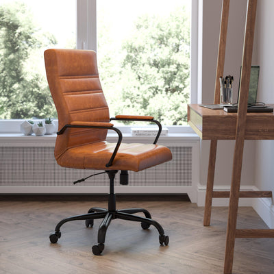 High Back Executive Swivel Office Chair with Metal Frame and Arms - View 2