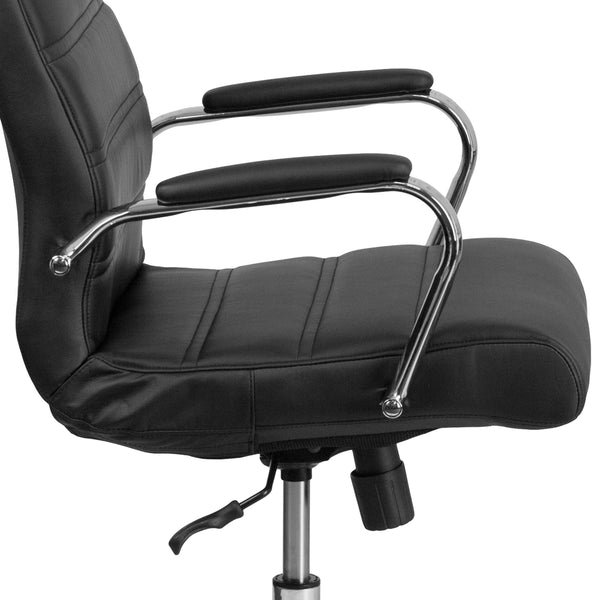 Black LeatherSoft/Chrome Frame |#| High Back Black LeatherSoft Executive Swivel Office Chair with Chrome Frame/Arms