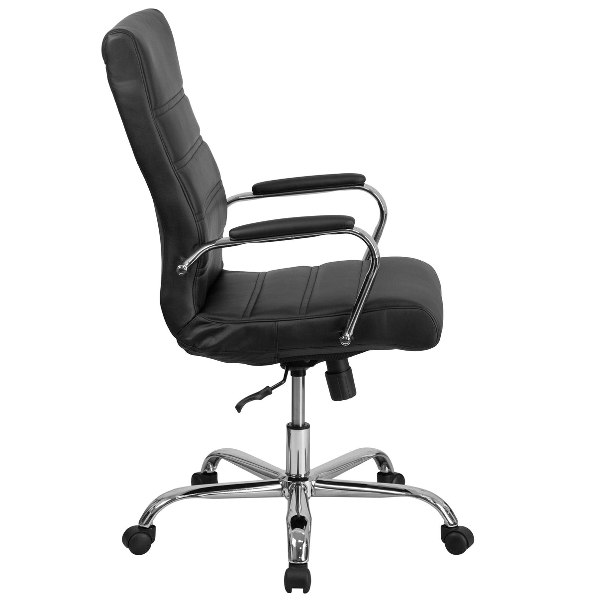 Black LeatherSoft/Chrome Frame |#| High Back Black LeatherSoft Executive Swivel Office Chair with Chrome Frame/Arms