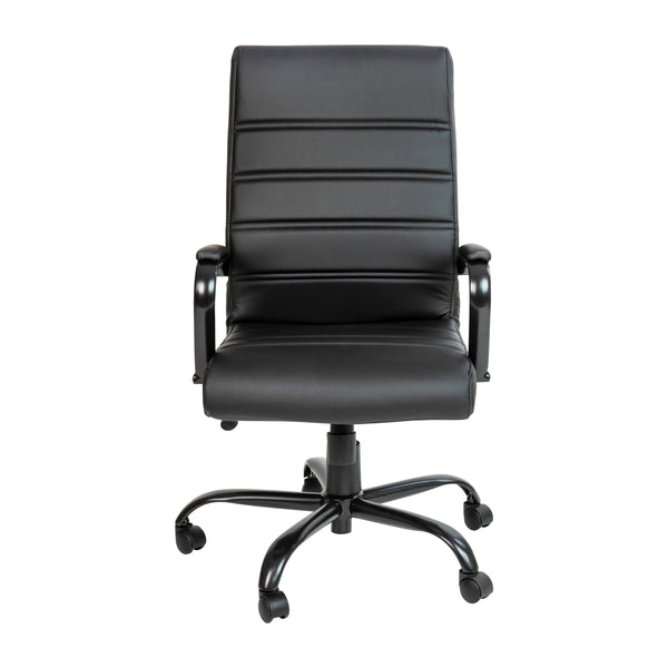 Black LeatherSoft/Black Frame |#| High Back Black LeatherSoft Executive Swivel Office Chair with Black Frame/Arms