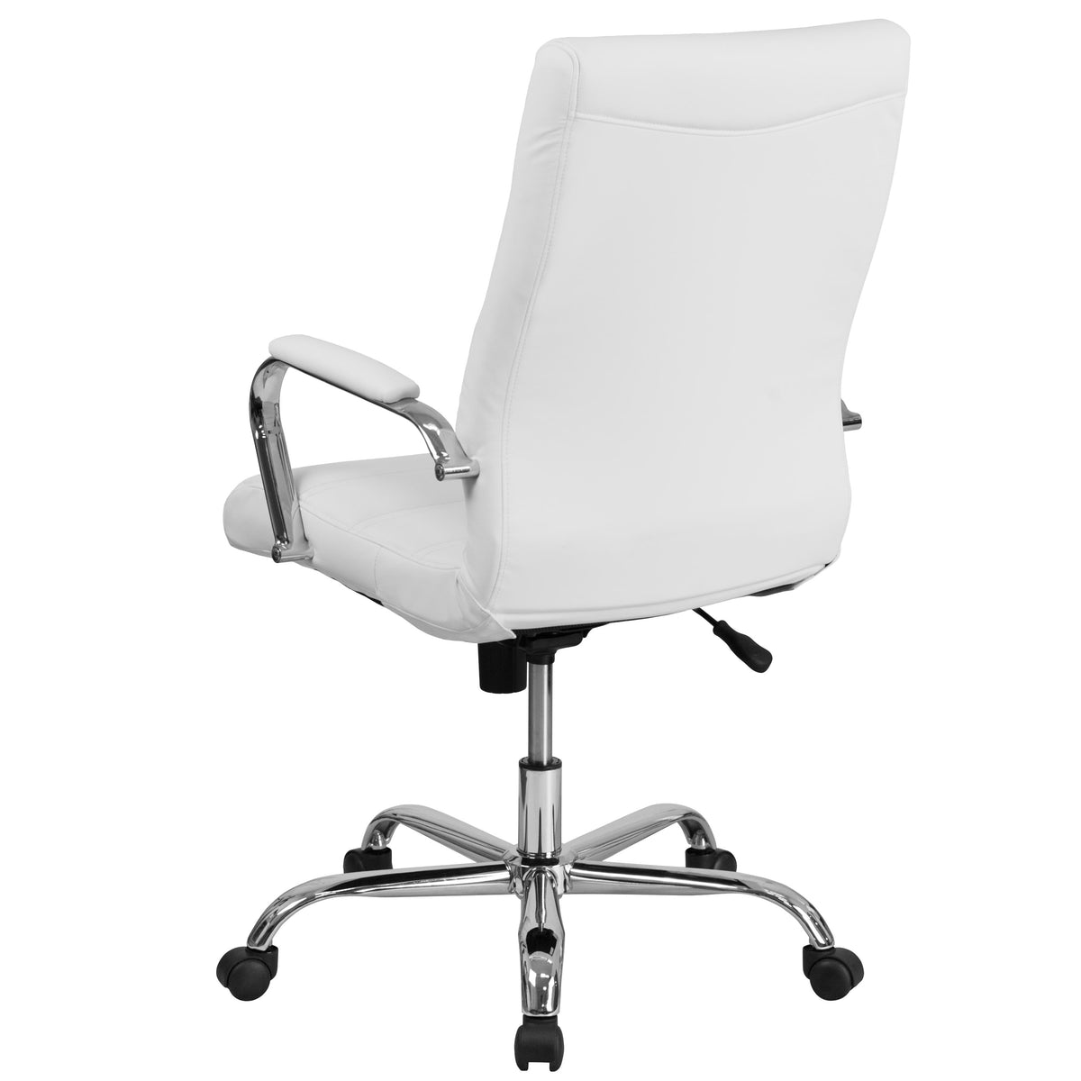 White LeatherSoft/Chrome Frame |#| High Back White LeatherSoft Executive Swivel Office Chair with Chrome Frame/Arms