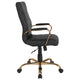 Black LeatherSoft/Gold Frame |#| High Back Black LeatherSoft Executive Swivel Office Chair with Gold Frame/Arms
