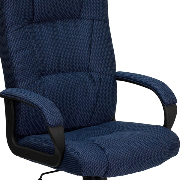 Navy Blue |#| High Back Navy Blue Fabric Adjustable Executive Swivel Office Chair with Arms