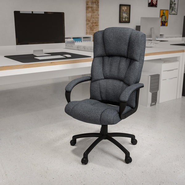 Gray |#| High Back Gray Fabric Adjustable Executive Swivel Office Chair with Arms