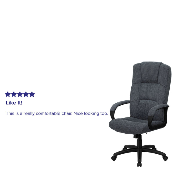 Gray |#| High Back Gray Fabric Adjustable Executive Swivel Office Chair with Arms