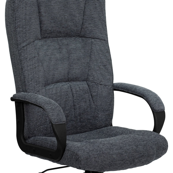 Gray |#| High Back Gray Fabric Adjustable Executive Swivel Office Chair with Arms