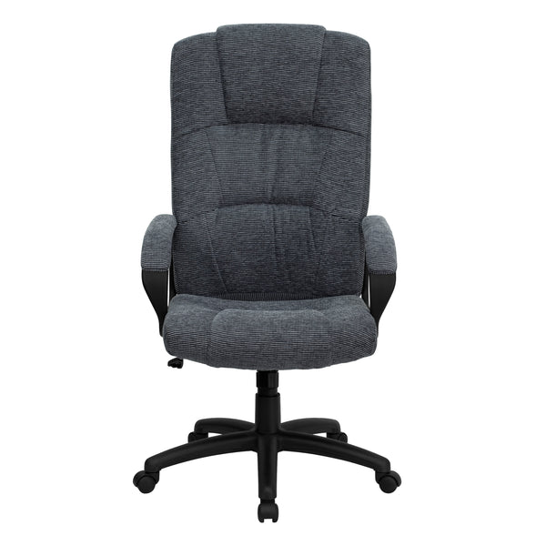 Gray |#| High Back Gray Fabric Adjustable Executive Swivel Office Chair with Arms