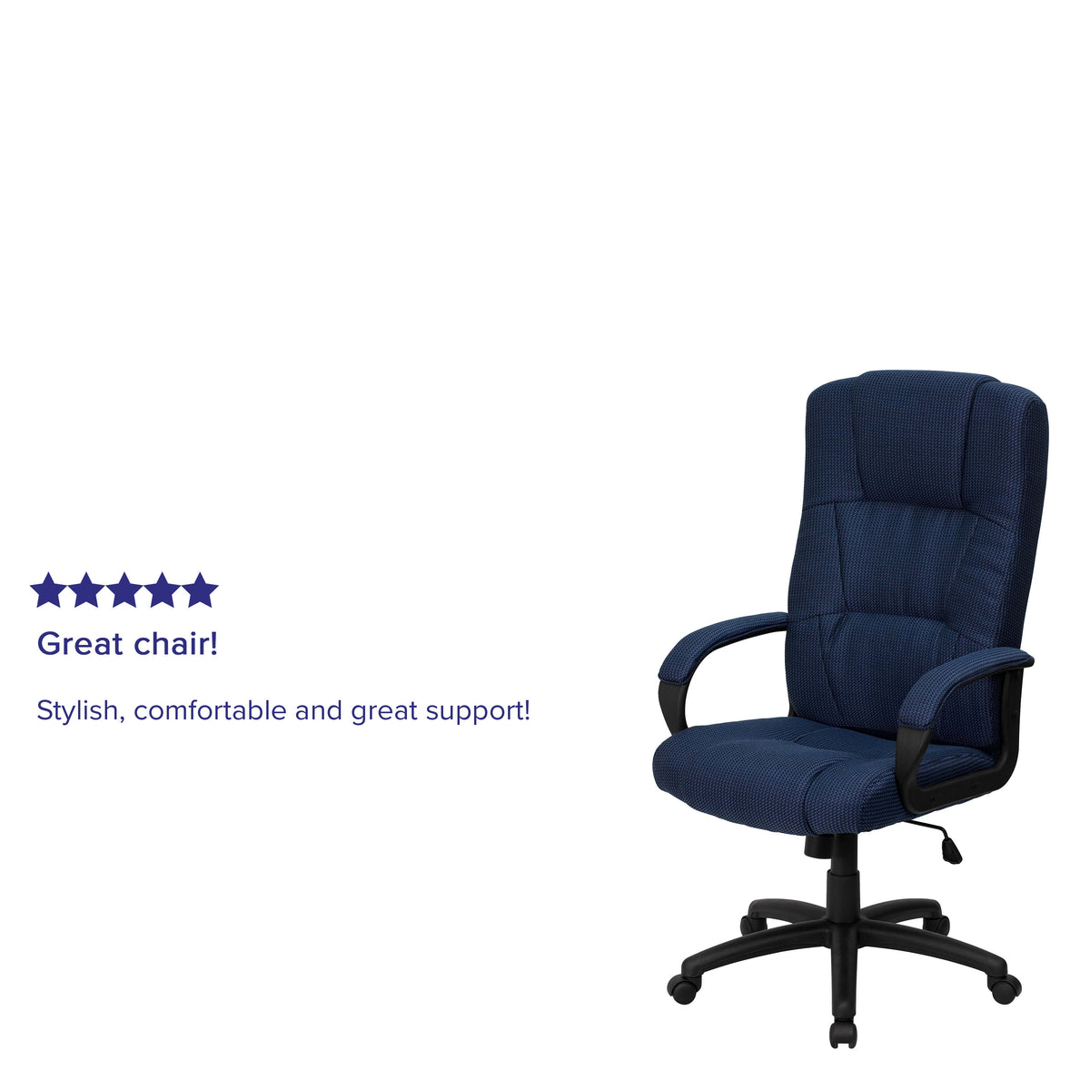 Navy Blue |#| High Back Navy Blue Fabric Adjustable Executive Swivel Office Chair with Arms