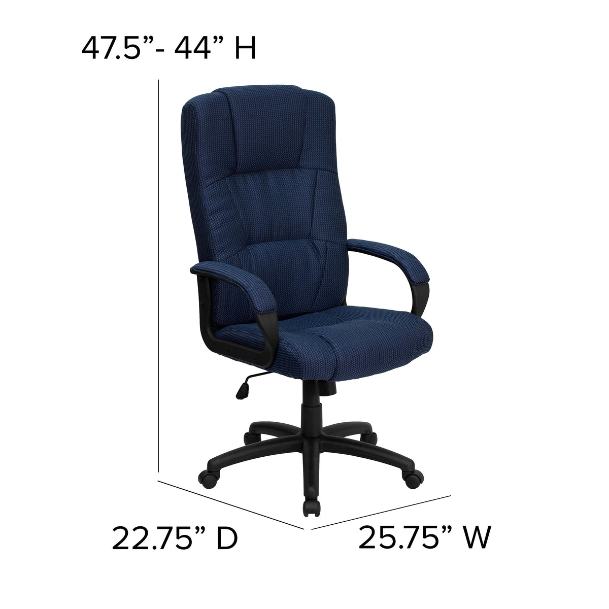 Navy Blue |#| High Back Navy Blue Fabric Adjustable Executive Swivel Office Chair with Arms