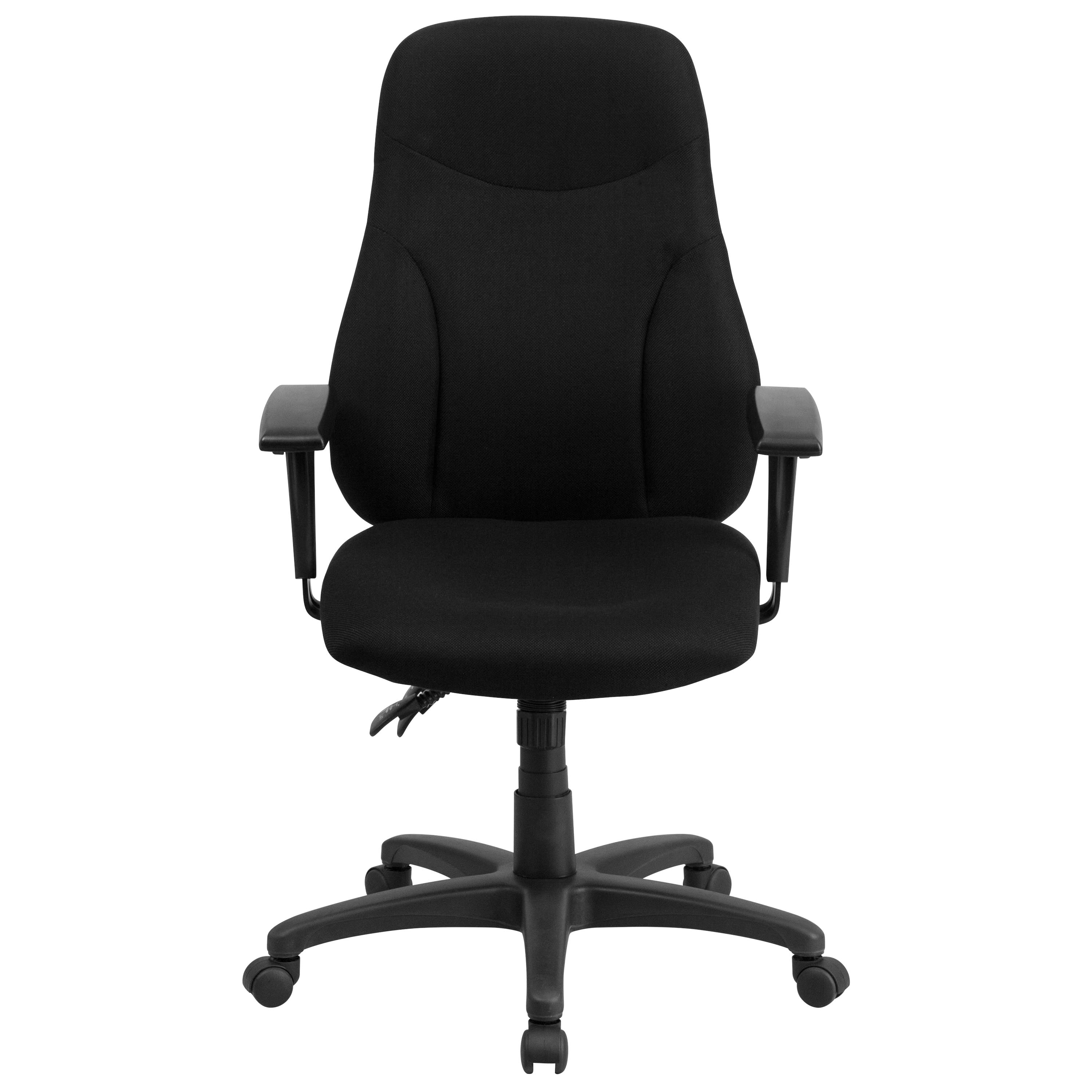 Embroidered High Back Fabric Multifunction Task Chair with Adjustable Arms - Thumbnail 5