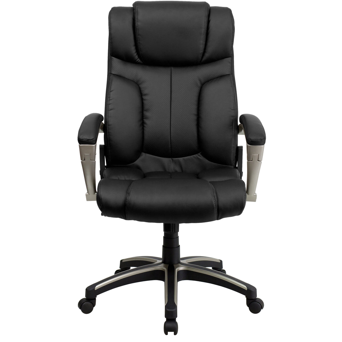 High Back Folding Black LeatherSoft Executive Swivel Office Chair with Arms