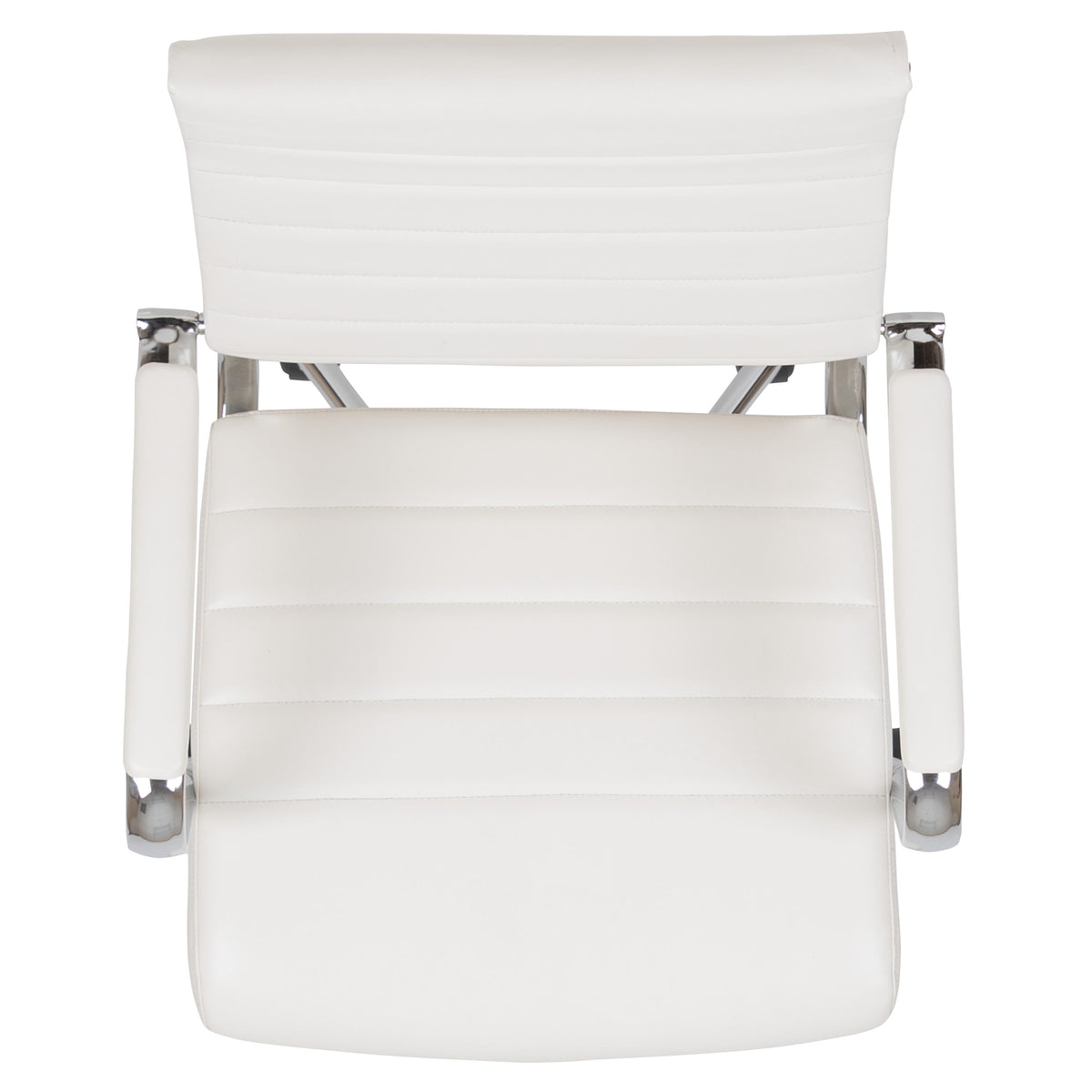 White |#| High Back White LeatherSoft Ribbed Executive Swivel Office Chair - Desk Chair
