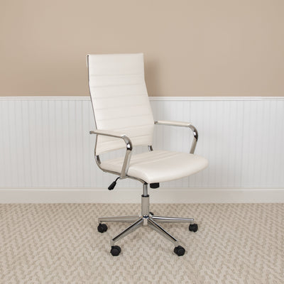 High Back LeatherSoft Contemporary Ribbed Executive Swivel Office Chair - View 2