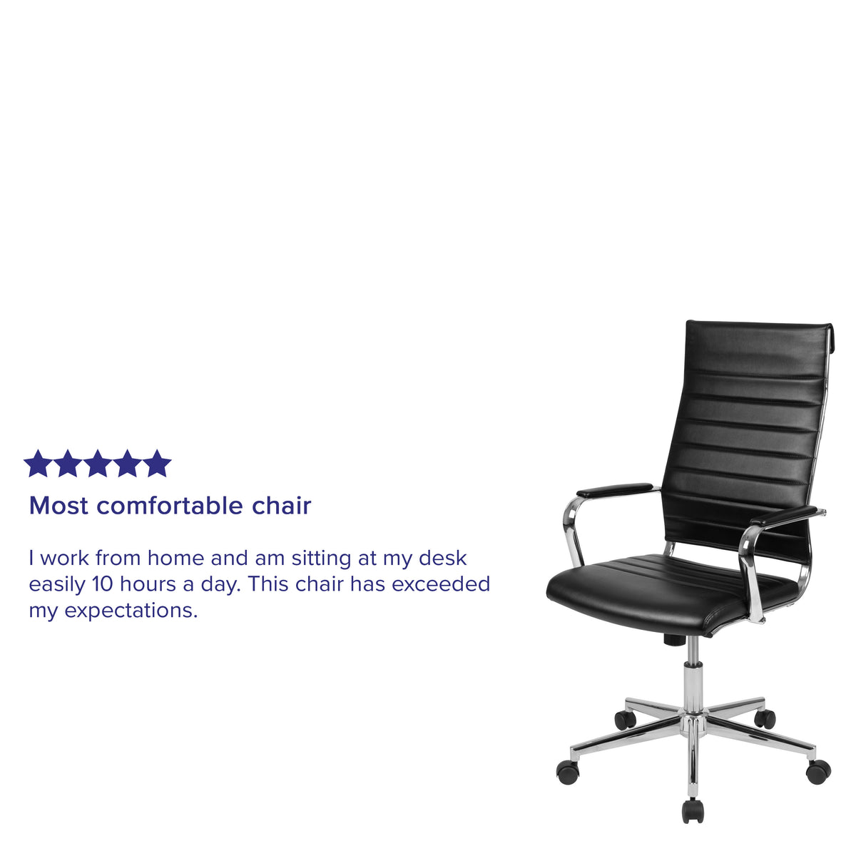 Black |#| High Back Black LeatherSoft Ribbed Executive Swivel Office Chair - Desk Chair