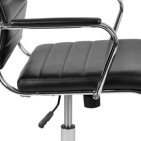 Black |#| High Back Black LeatherSoft Ribbed Executive Swivel Office Chair - Desk Chair