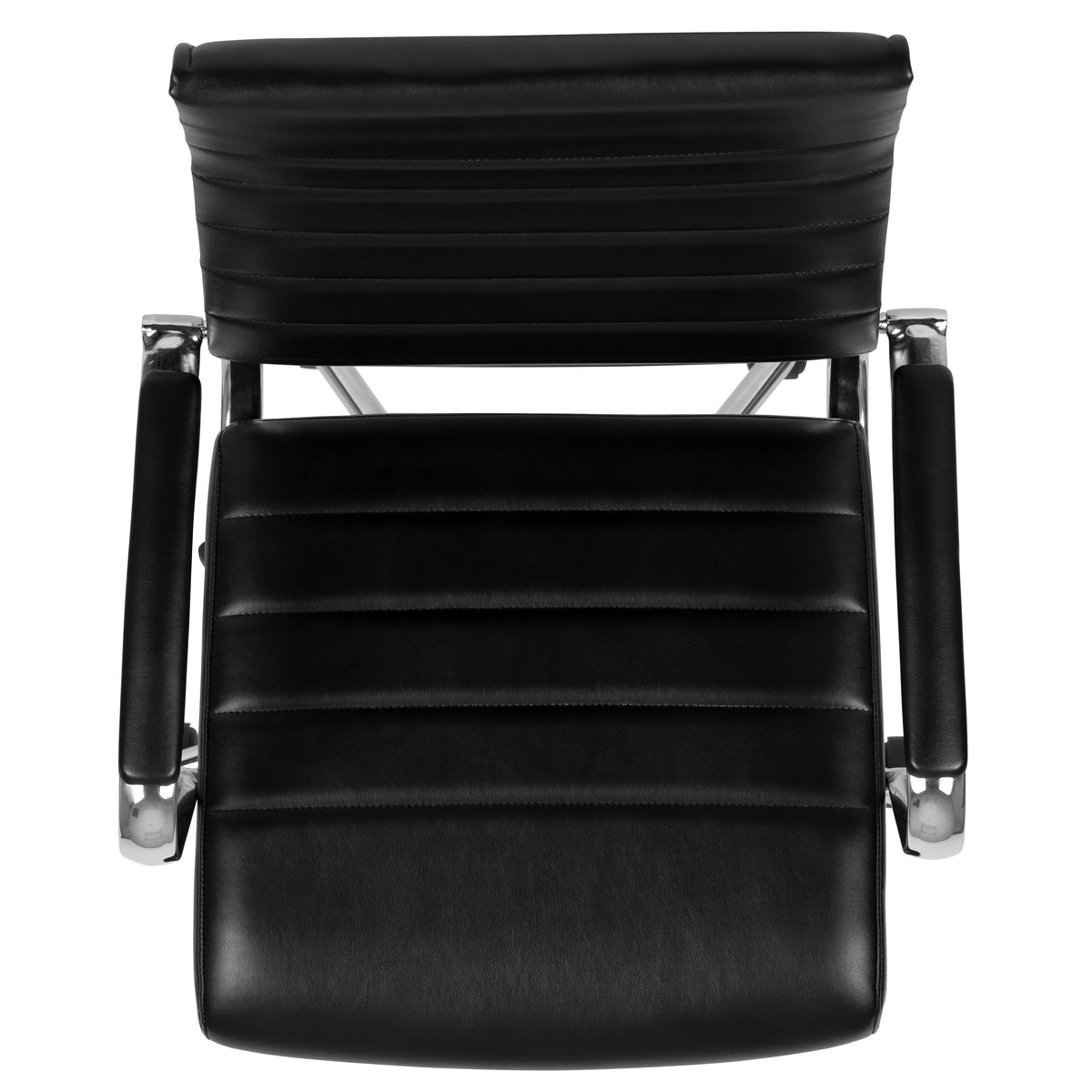 Black |#| High Back Black LeatherSoft Ribbed Executive Swivel Office Chair - Desk Chair