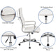 White |#| High Back White LeatherSoft Ribbed Executive Swivel Office Chair - Desk Chair