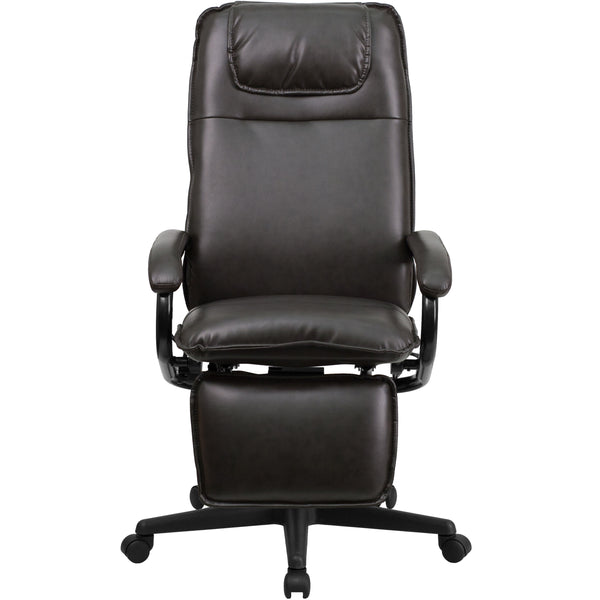 Brown |#| High Back Brown LeatherSoft Executive Reclining Ergonomic Office Chair with Arms