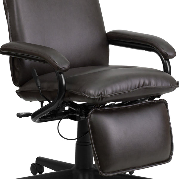 Brown |#| High Back Brown LeatherSoft Executive Reclining Ergonomic Office Chair with Arms