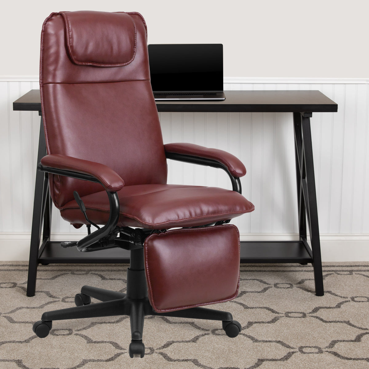 Burgundy |#| High Back Burgundy LeatherSoft Executive Reclining Ergonomic Office Chair