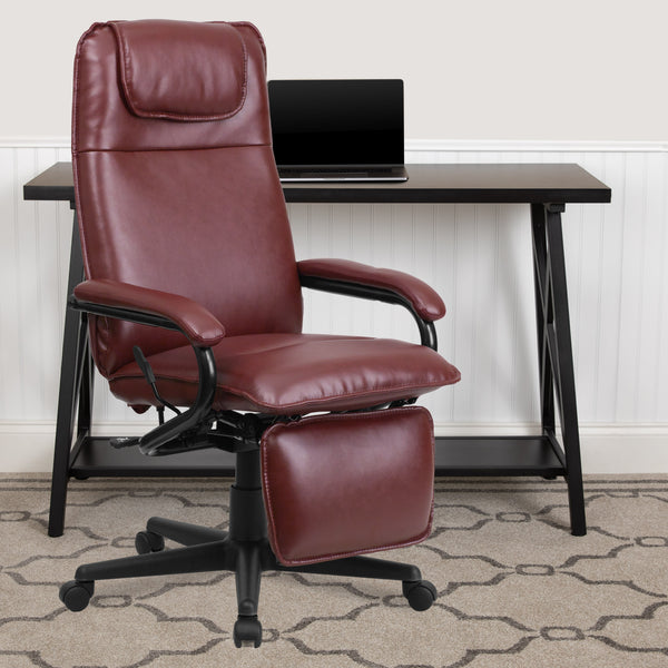Burgundy |#| High Back Burgundy LeatherSoft Executive Reclining Ergonomic Office Chair