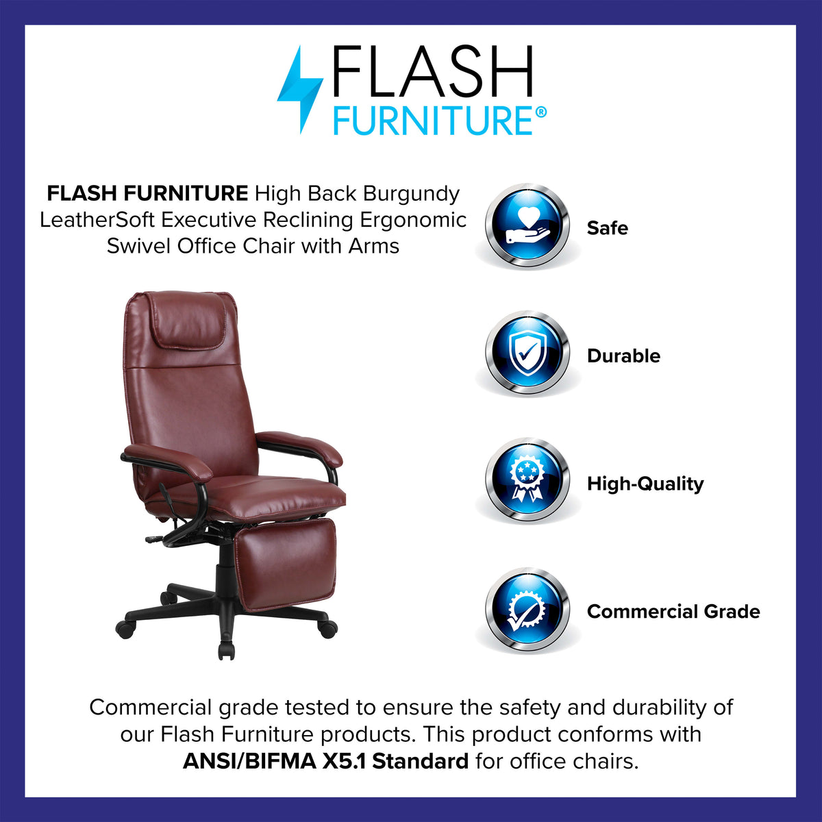 Burgundy |#| High Back Burgundy LeatherSoft Executive Reclining Ergonomic Office Chair