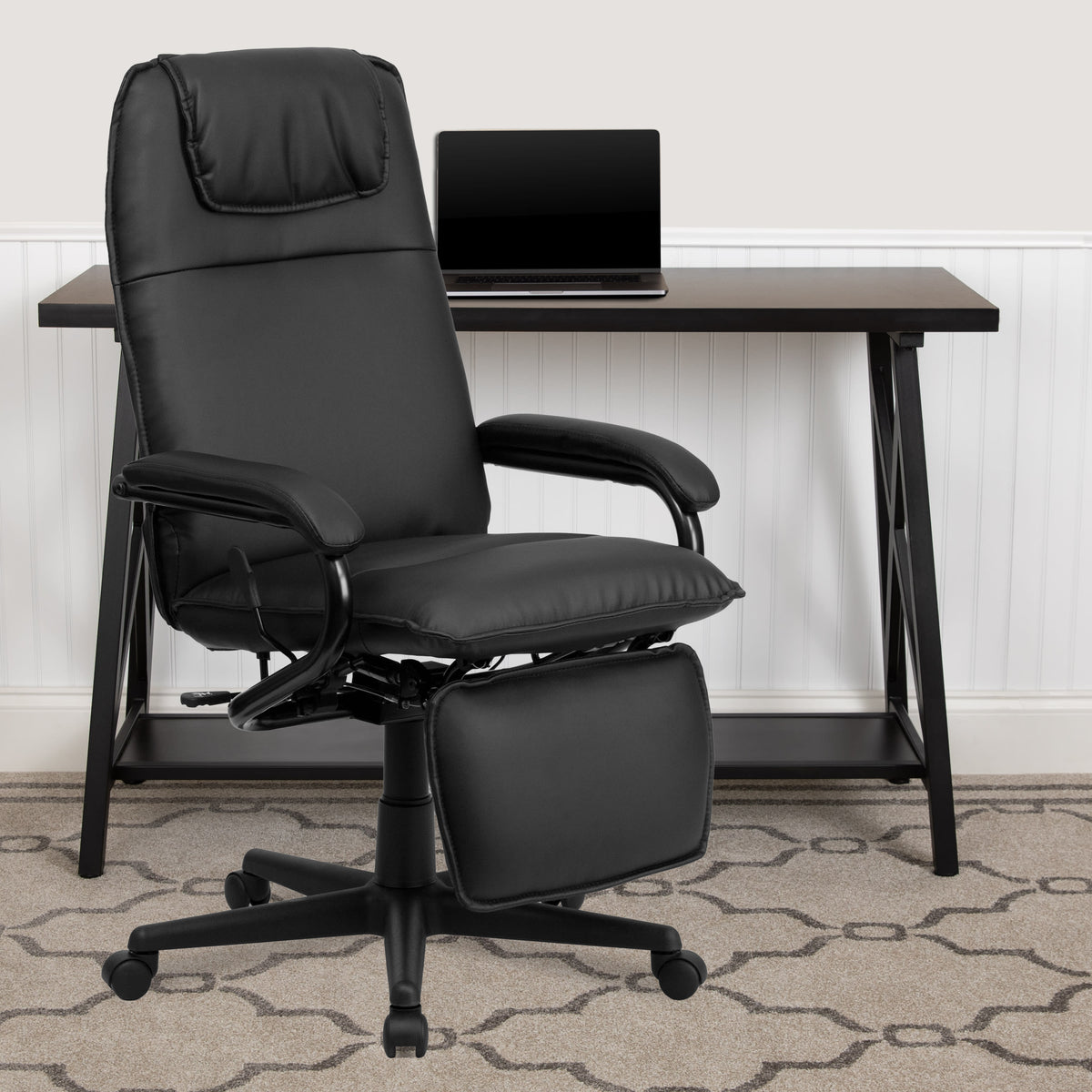 Black |#| High Back Black LeatherSoft Executive Reclining Ergonomic Office Chair with Arms
