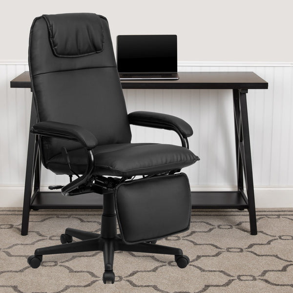 Black |#| High Back Black LeatherSoft Executive Reclining Ergonomic Office Chair with Arms