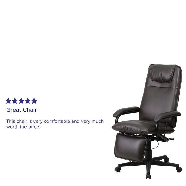 Brown |#| High Back Brown LeatherSoft Executive Reclining Ergonomic Office Chair with Arms