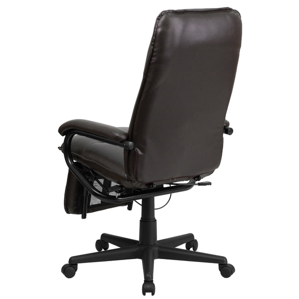 Brown |#| High Back Brown LeatherSoft Executive Reclining Ergonomic Office Chair with Arms