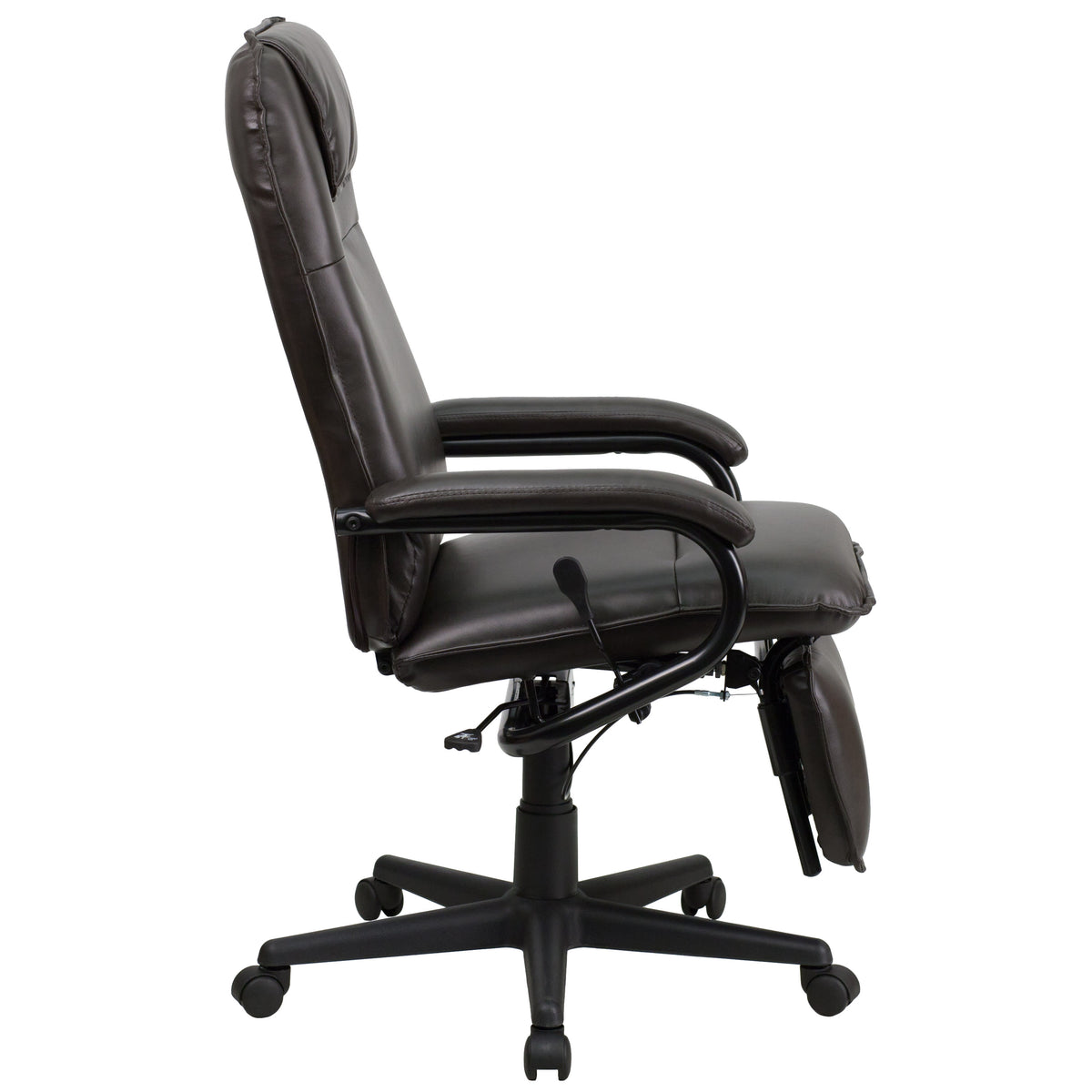 Brown |#| High Back Brown LeatherSoft Executive Reclining Ergonomic Office Chair with Arms