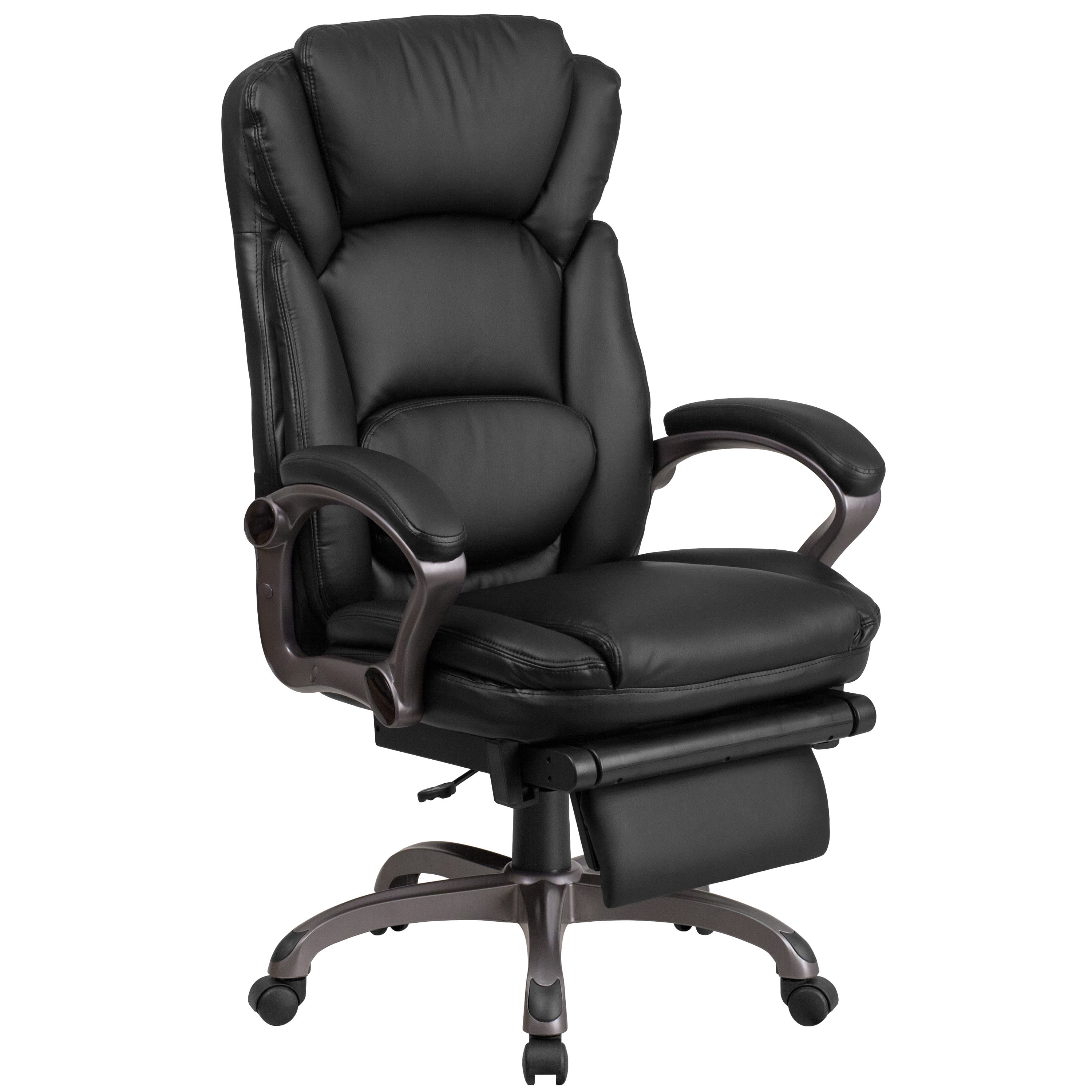 High Back LeatherSoft Reclining Ergonomic Chair with Outer Lumbar Cushion - Thumbnail 4