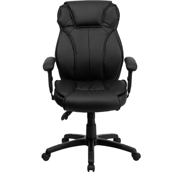 High Back Black LeatherSoft Multifunction Executive Chair w/Lumbar Support Knob