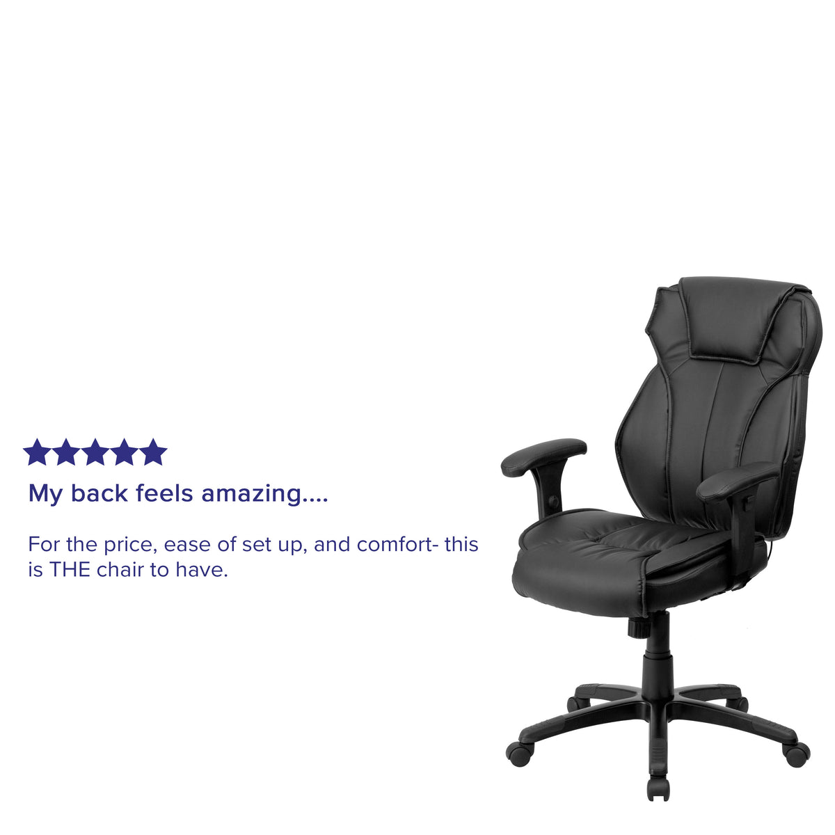High Back Black LeatherSoft Multifunction Executive Chair w/Lumbar Support Knob