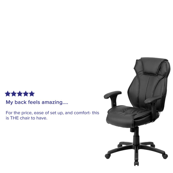 High Back Black LeatherSoft Multifunction Executive Chair w/Lumbar Support Knob