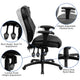 High Back Black LeatherSoft Multifunction Executive Chair w/Lumbar Support Knob