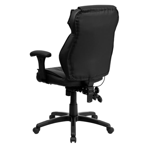 High Back Black LeatherSoft Multifunction Executive Chair w/Lumbar Support Knob