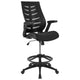 Black |#| High Back Black Mesh Ergonomic Drafting Chair with Adjustable Flip-Up Arms