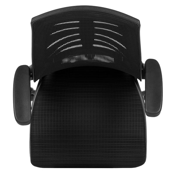 Black |#| High Back Black Mesh Ergonomic Drafting Chair with Adjustable Flip-Up Arms