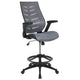 Dark Gray |#| High Back Dark Gray Mesh Ergonomic Drafting Chair with Adjustable Flip-Up Arms