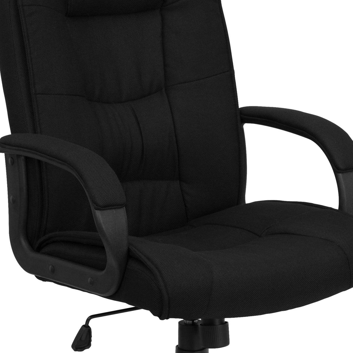 Black Fabric |#| High Back Black Fabric Multi-Line Stitch Upholstered Swivel Office Chair