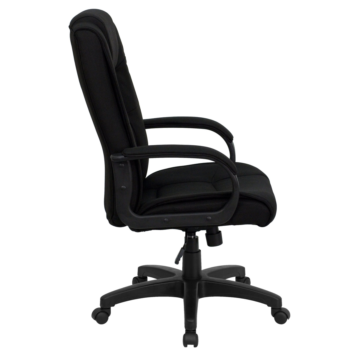 Black Fabric |#| High Back Black Fabric Multi-Line Stitch Upholstered Swivel Office Chair