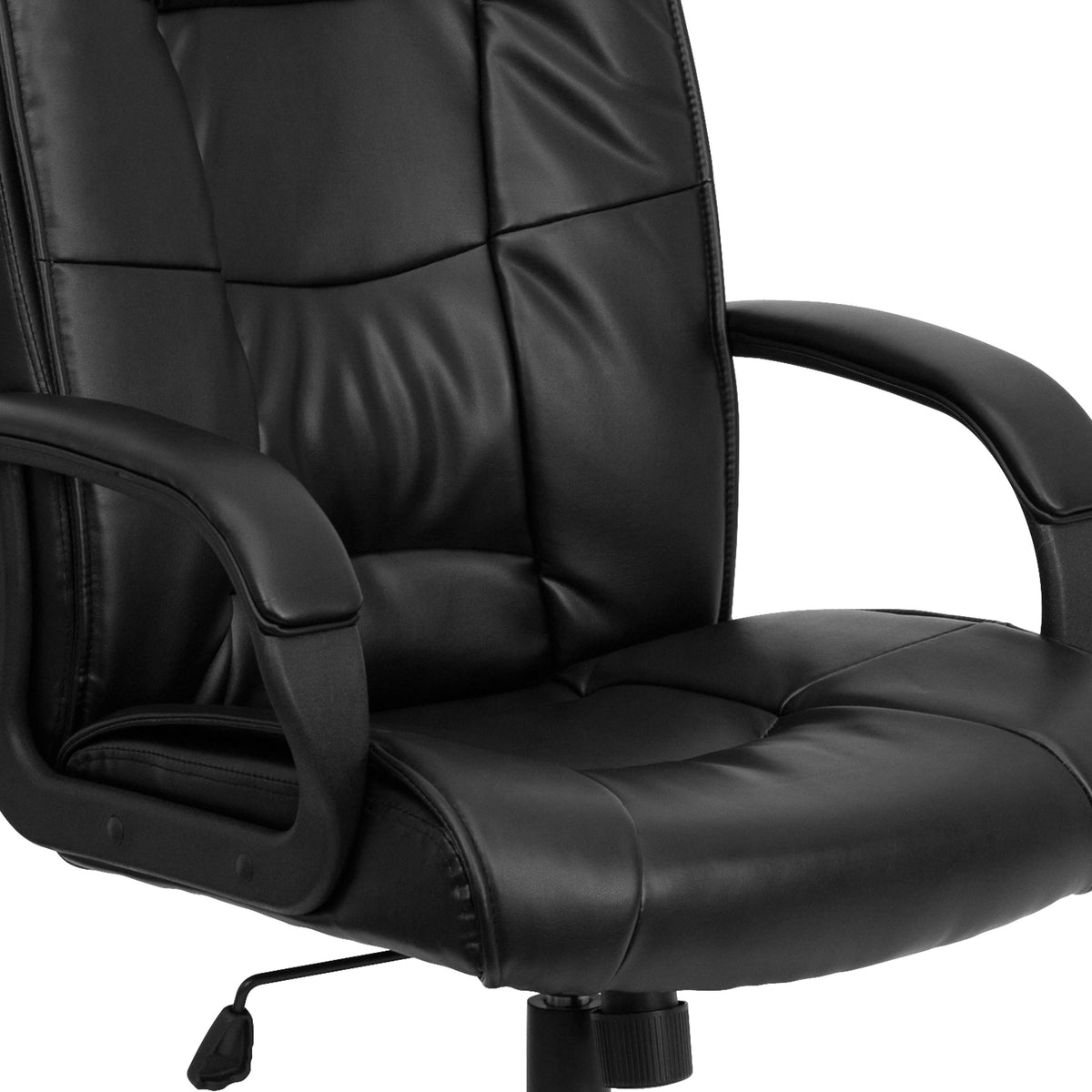 Black LeatherSoft |#| High Back Black LeatherSoft Multi-Line Stitch Upholstered Swivel Office Chair