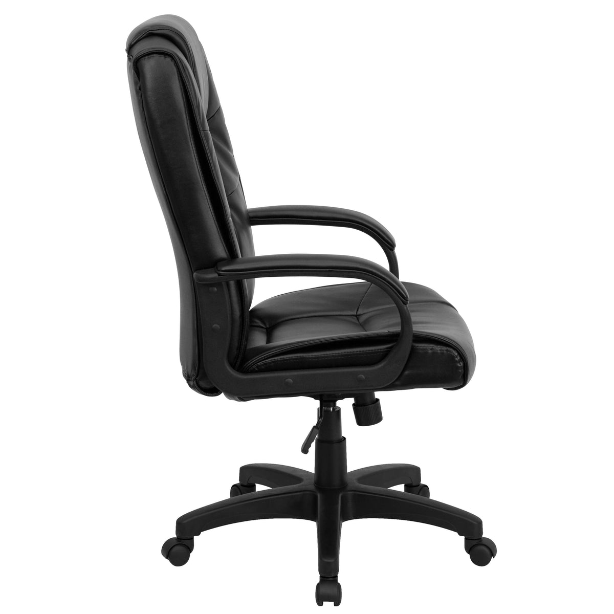 Black LeatherSoft |#| High Back Black LeatherSoft Multi-Line Stitch Upholstered Swivel Office Chair