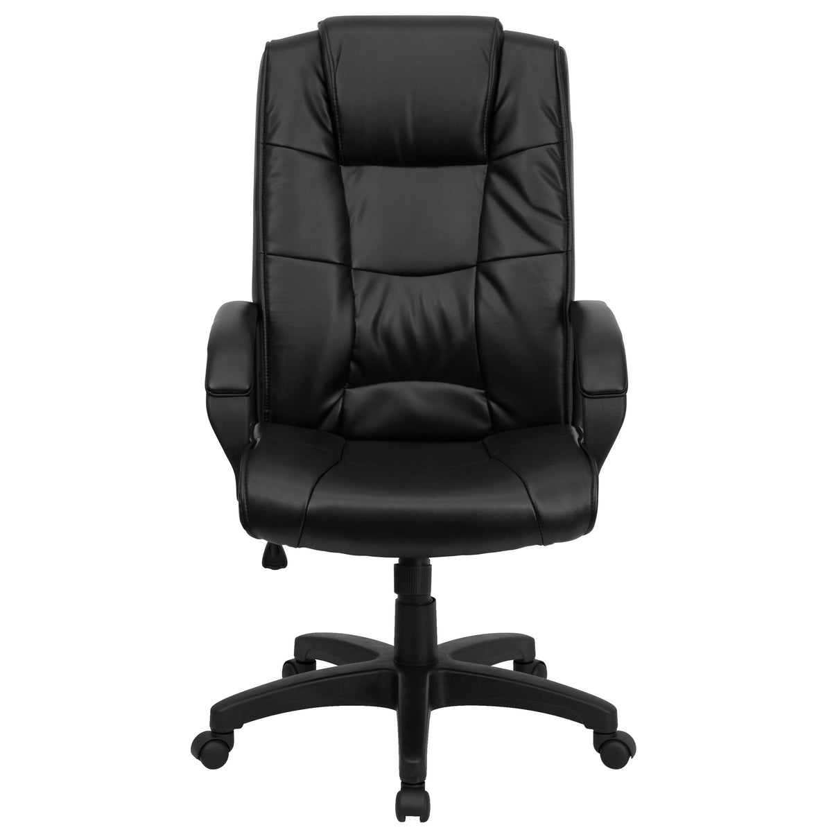 Black LeatherSoft |#| High Back Black LeatherSoft Multi-Line Stitch Upholstered Swivel Office Chair