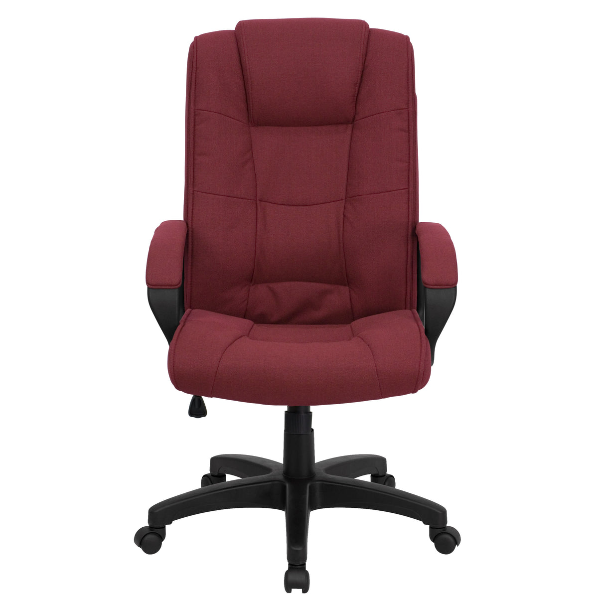 Burgundy Fabric |#| High Back Burgundy Fabric Multi-Line Stitch Upholstered Swivel Office Chair