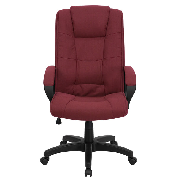 Black Fabric |#| High Back Black Fabric Multi-Line Stitch Upholstered Swivel Office Chair