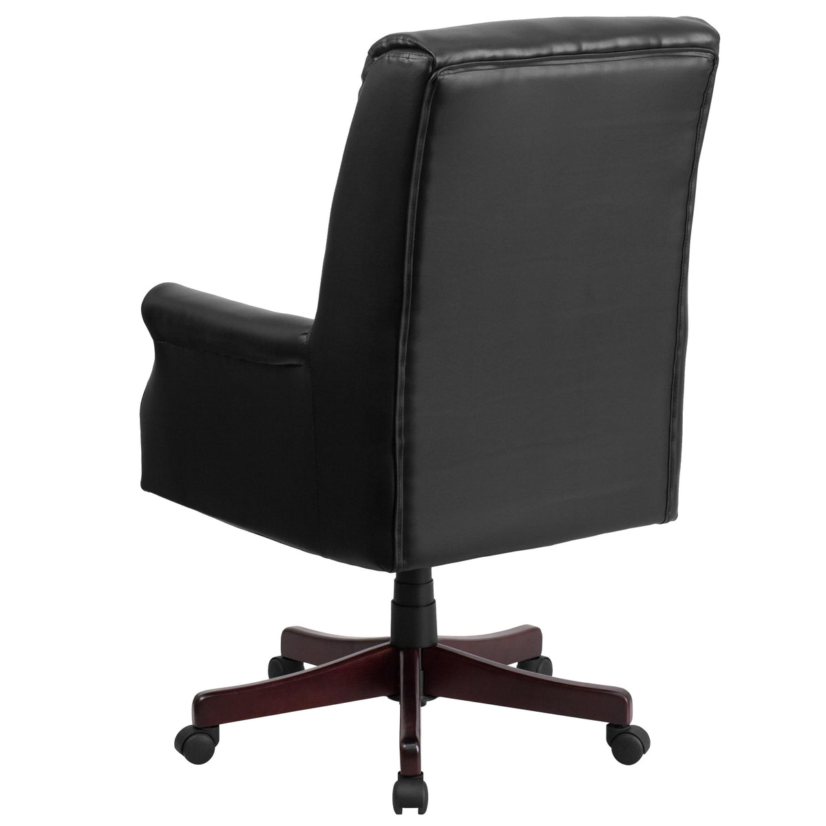 Black |#| High Back Pillow Back Black LeatherSoft Executive Swivel Office Chair with Arms