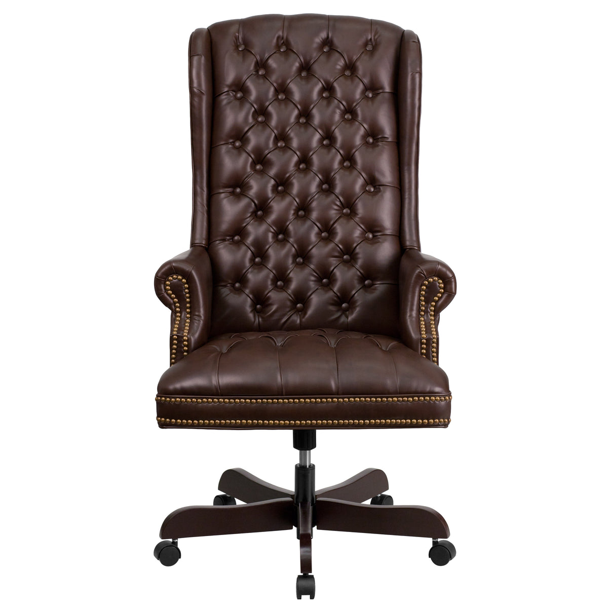 Brown |#| High Back Tufted Brown LeatherSoft Executive Swivel Ergonomic Office Chair